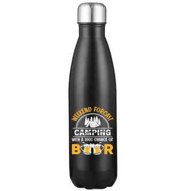 Weekend Forecast, Camping with 100% Beer Stainless Steel Water Bottle